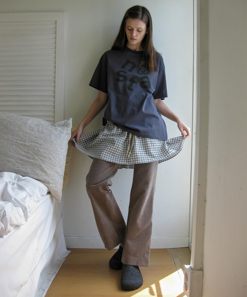 Natsu Check Layered Skirt, Black
