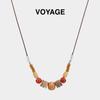 Retro Wooden Beaded Pendant Necklace for Women - Titanium Steel Zen Sweater Chain, Light Luxury Collarbone Accessory