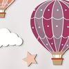 9 Pcs Hot Air Balloon Wooden Wall Sign Boho Nursery Wall Art Stars Clouds Balloons Wall Sculpture for Kids Bedroom Playroom Home Decor