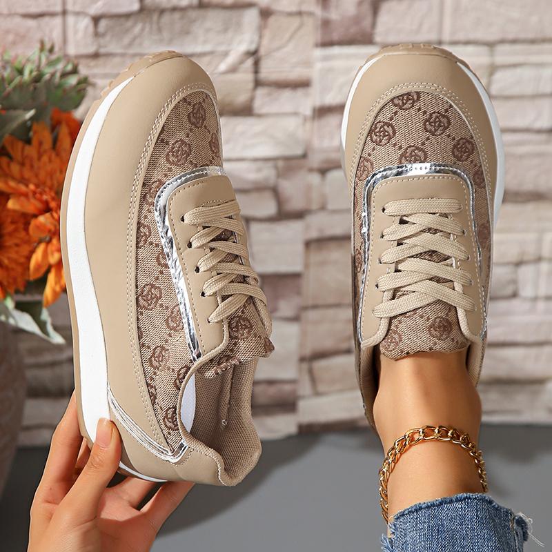 Fashion Fashion Print Platform Sneakers for Women 2025 Spring Casual Comfy Walking Shoes Woman Lightweight Non Slip Lace Up Sports Shoes
