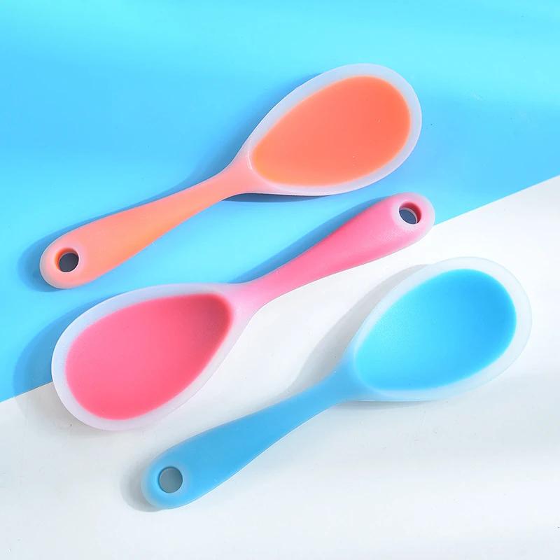 2/4Pcs No-Stick Silicone Rice Spoon Heat Resistant Silicone Rice Paddle Food Rice Shovel Cooking Supplies Soft Rice Server Tools