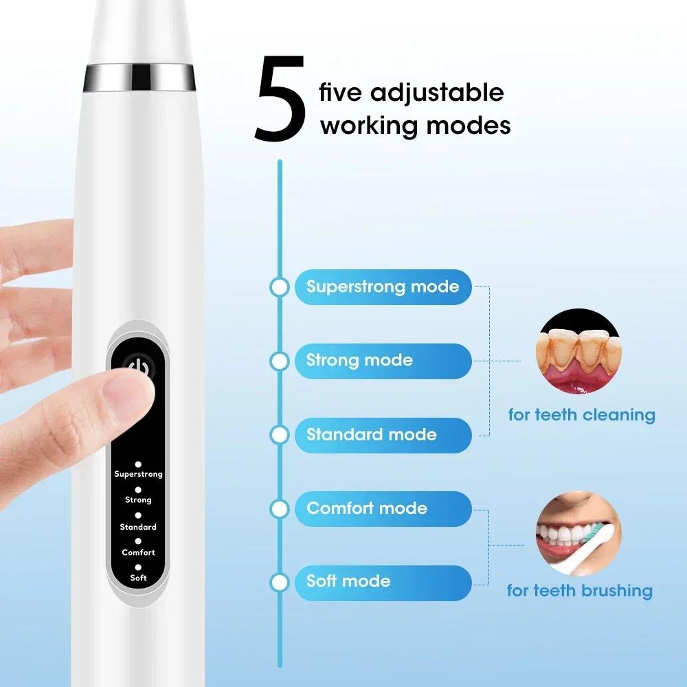 Electric Sonic Toothbrush Rechargeable Teeth Whitening Plaque Tartar Remover Coffee Tea Stain Dental Care Oral Hygiene Tool