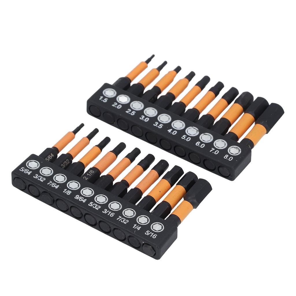 20 Stück Sechskant-Bits mit 1/4 Zoll Schaft Metrisch Imperial Magnetisch Legierter Stahl Bit-Set für Schraubendreher