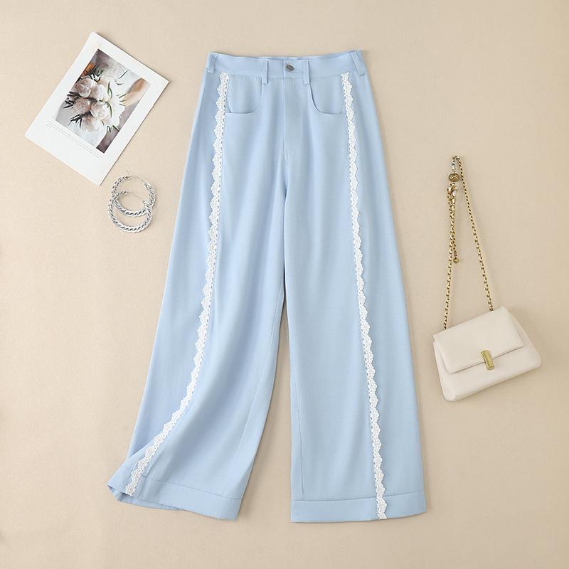 ZANZEA Women Casual Lace Patchwork Loose Straight Pants