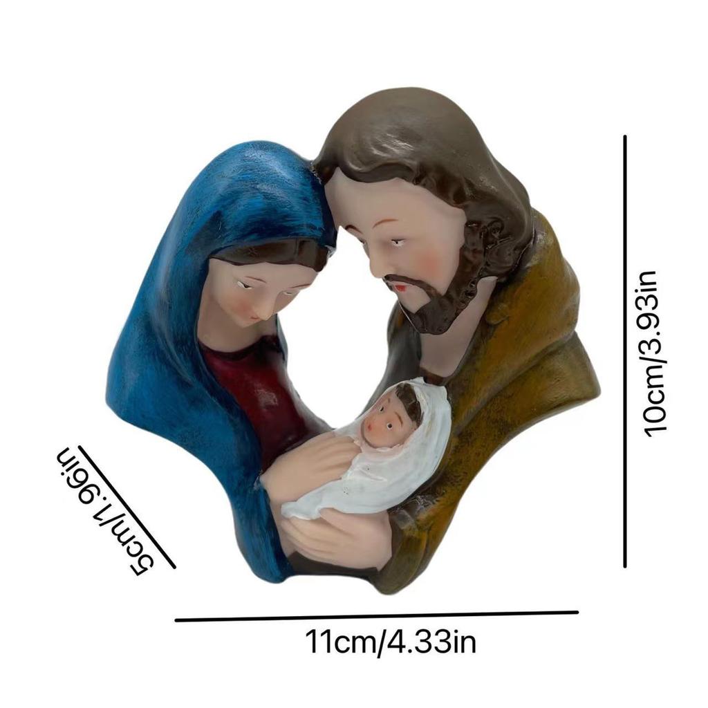Resin Holy Family Figure Christmas Nativity Scene Figurine Religious Ornament Jesus Birth Sculptures Decoration