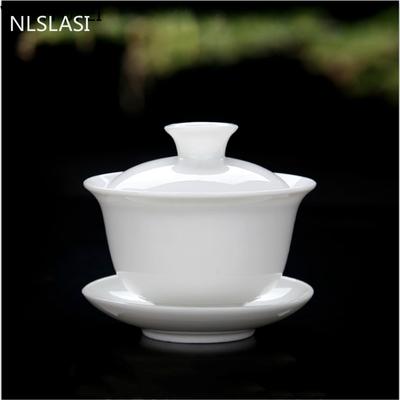 Chińska biała porcelanowa nakładka na miskę filiżanka Zestaw do herbaty Miska na herbatę filiżanka podróżny przenośny zestaw do herbaty Przybory do picia gospodarstwa domowego NLSLASI