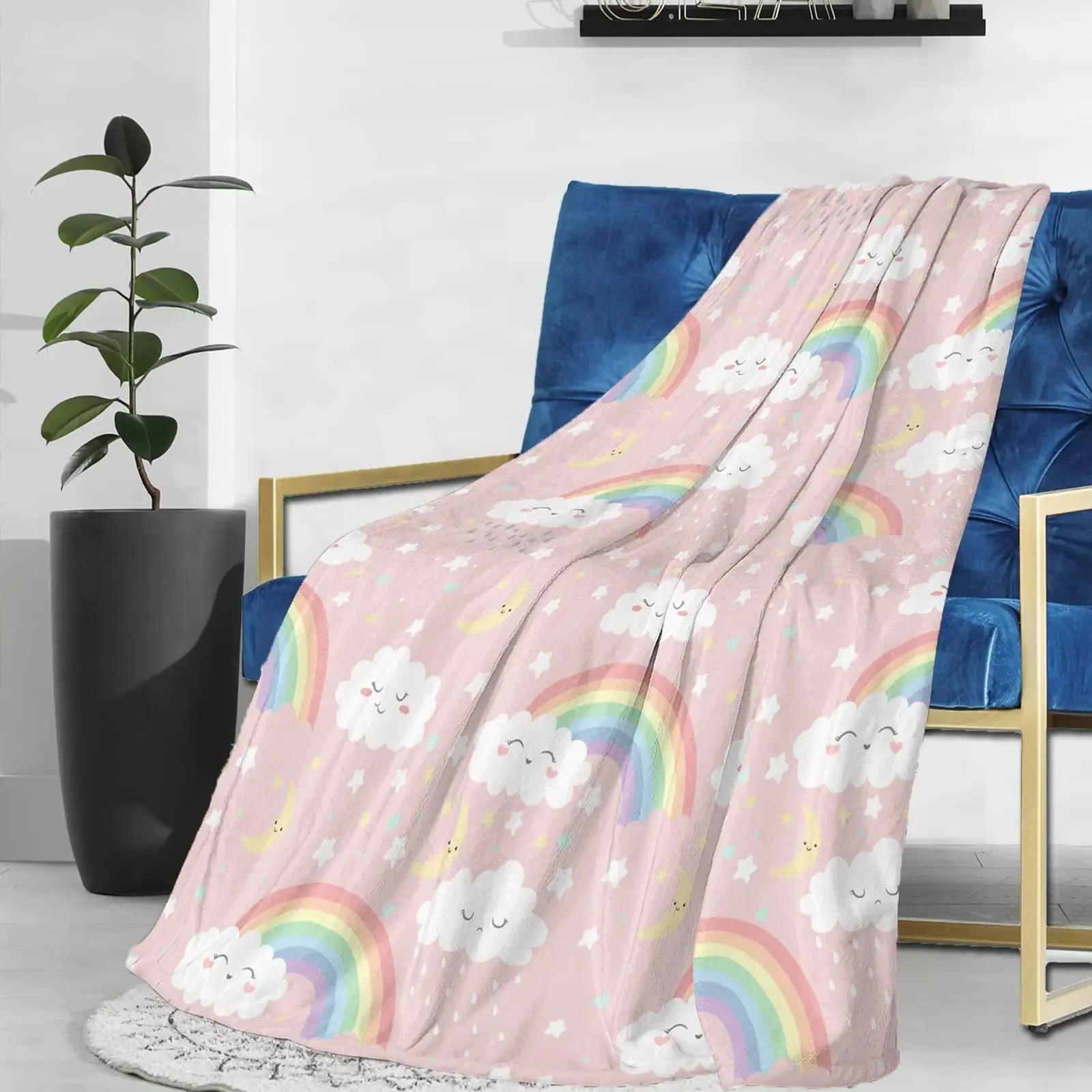 

Rainbow Paw Pattern Super Soft Flannel Throw Blanket for Bed Couch Sofa Lightweight King Queen Size for Kids Adults All Season 80x120cm