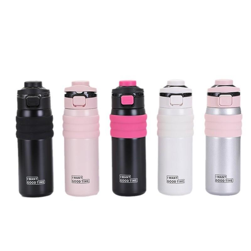 New Cool Double Drink Thermos Cup Stainless Steel Outdoor Portable Portable Sports Kettle High Appearance Horizontal Sippy Cup