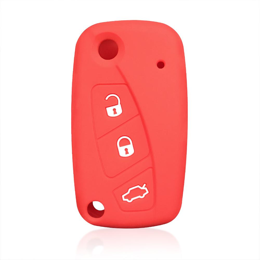 

Soft Silicone Key Holder Cover For Fiat Grande Punto Panda Lancia Stilo Bravo 500 Ducato 3Buttons Filp Folding Car Accessories красный
