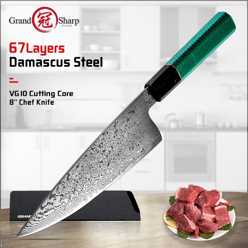 8 Inch Chef Knife VG10 67 Layer Damascus Kitchen Knives High Carbon Stainless Steel Gyuto Knifes Fish Meat Slicer