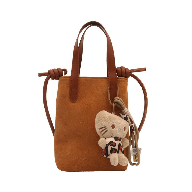 Autumn and Winter Retro Niche Leopard Print Mobile Phone Bag Splicing Contrasting Color Crossbody Bag Suede Shoulder Bag Women