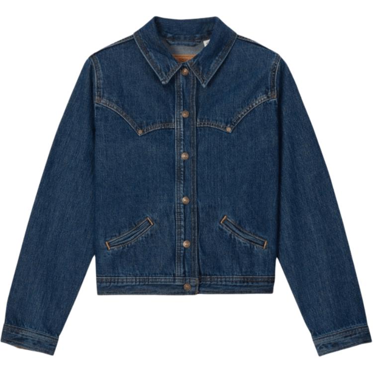 

Levis SS25 Винтажная Повседневная На Пуговицах Двойной Карман Удобная Простая Дизайн для Поездок Воротник Джинсовая Куртка Женские куртки Темно-синий 001YL-0000 XS