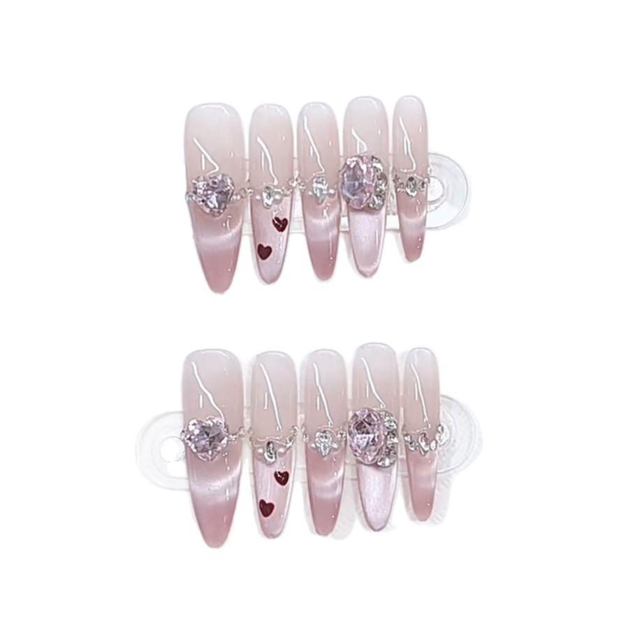 Handmade Phototherapy Wear Armor Sweetheart Lady Long Thin Dog Pure Love Heartbreaking Diamond Cat Eye Nail Art Patch