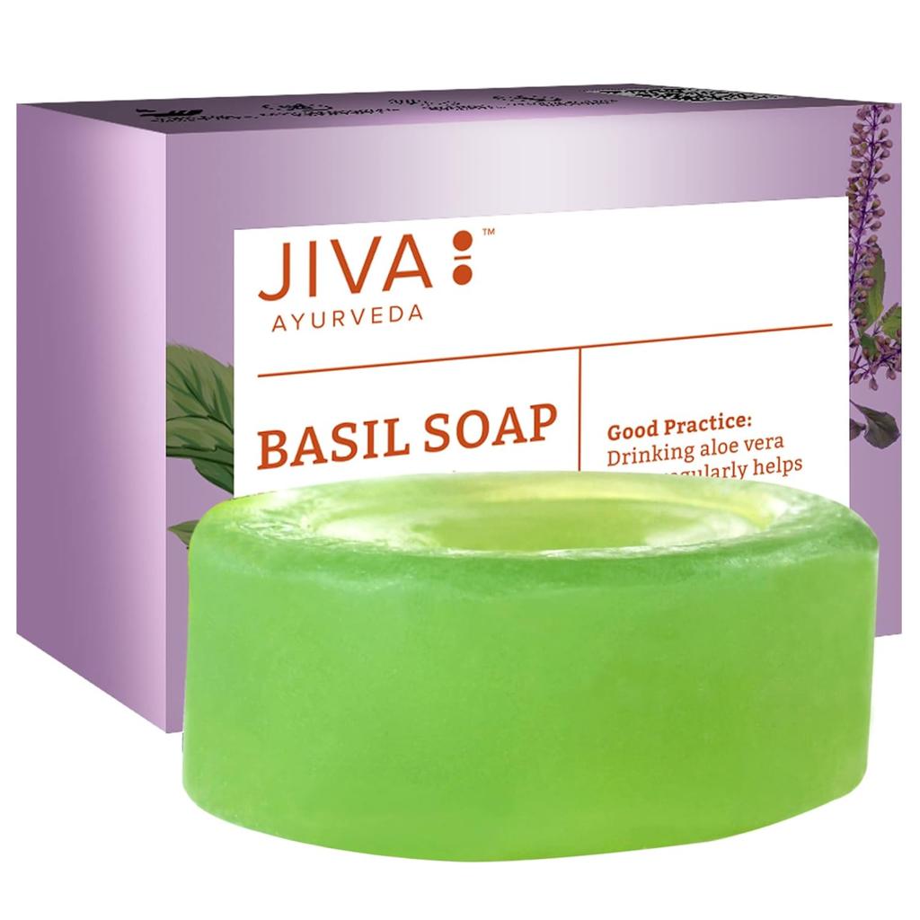 Jiva Basil Soap 100gm Pack of 3 | Pure Natural Herbal Skincare for Acne, Pimples, Rashes, Blemishes
