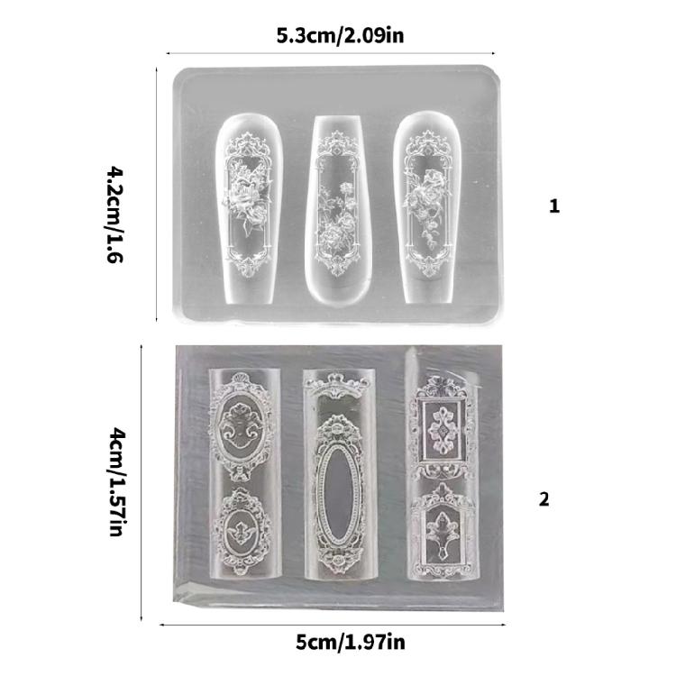 Multipurpose Nail Art Template Tool Rose Window Silicone Nail Art Mold Embossing Carving Templates for Nail Enthusiasts