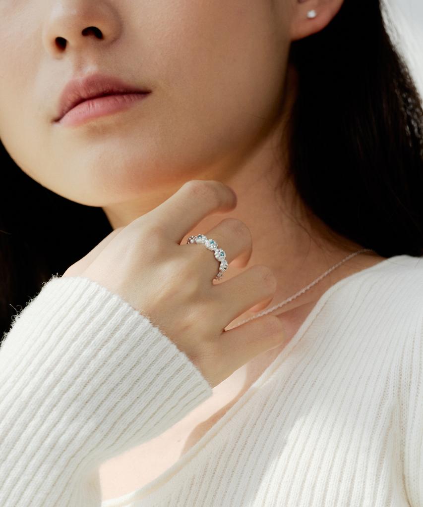 Silvertag Brf-26Ss2 Aquamarine Ether Silver Ring