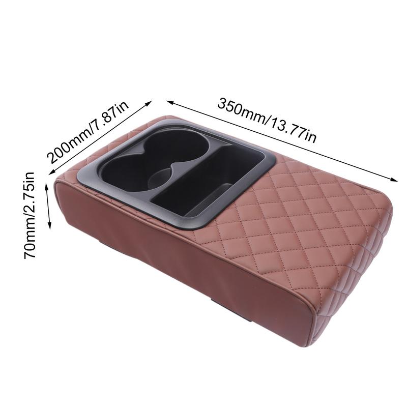 Car Armrest Cushion With Cup Holder Rest Pillow Cover Cover Waterproof Leather Cover For Most Car For Protecting Car Armrest Box
