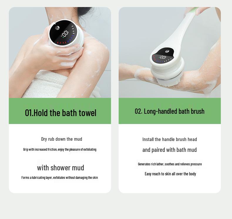 Multifunktionale wasserdichte elektrische Badebürste: Körpermassagegerät & Peeling-Schlammentferner