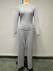 European & American Women's Solid Color Casual Sports Set: Long Sleeve Top & Wide-Leg Pants.