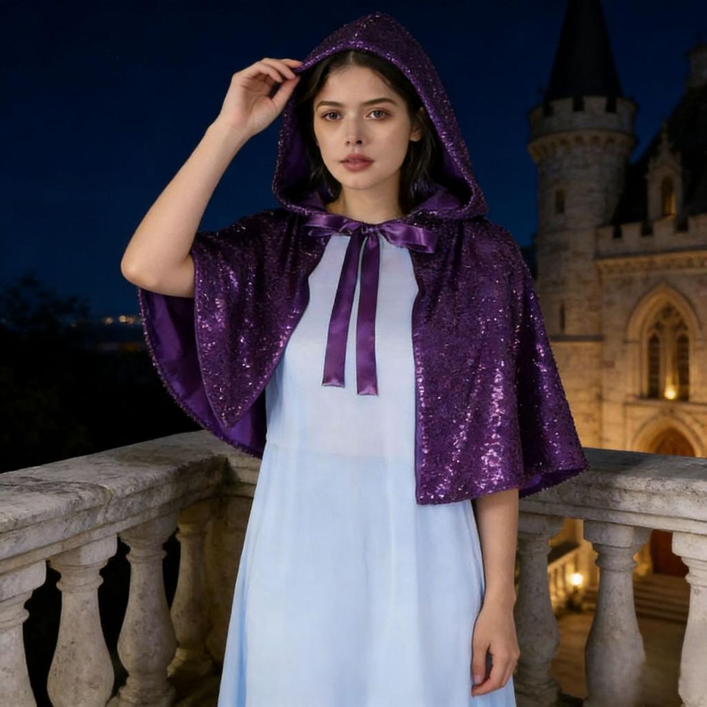 New European and American style pink sequin cape, spring hooded cloak, cosplay costume, short outerwear for women