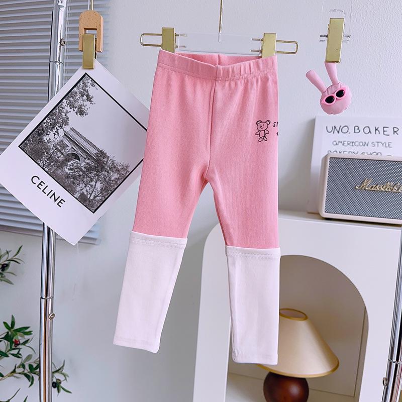 Girls Stretch Pants - Spring/Autumn Korean Style Leggings with Cute Bear Design (ACA122) Size 110