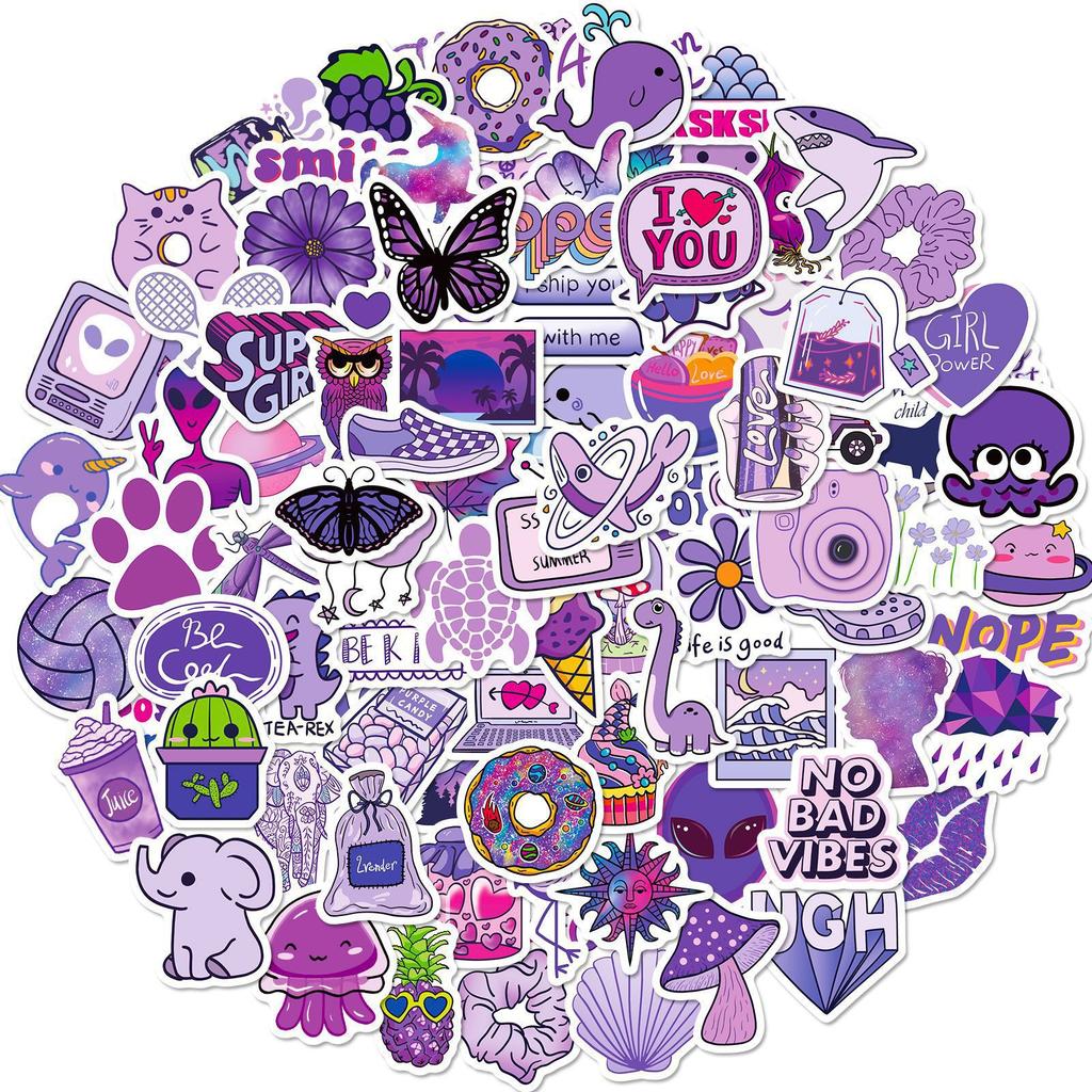 100 Small Size 4cm Purple Stickers Small Fresh Girl Purple Ins Wind Dopamine Hand Account DIY Stickers