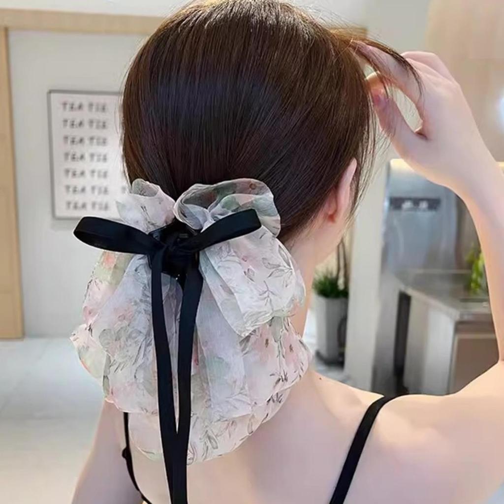 Elegant Women Bow Hair Claw Bowknot Clips Stain Barrettes Hairpin Women Ponytail Horsetail Clip Hair Bands Accessories