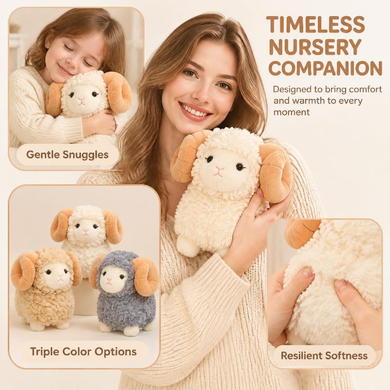 1Pcs Soft Fluffy Big Horns Sheep Doll Cute Sheep Plush Toys Warm Cozy Hugging Appease Animal Doll Birthday Gift For Girls