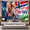 Custom Name Text Tapestry Erling Haaland Personalized Polyester Wall Tapestry For Bedroom And Room
