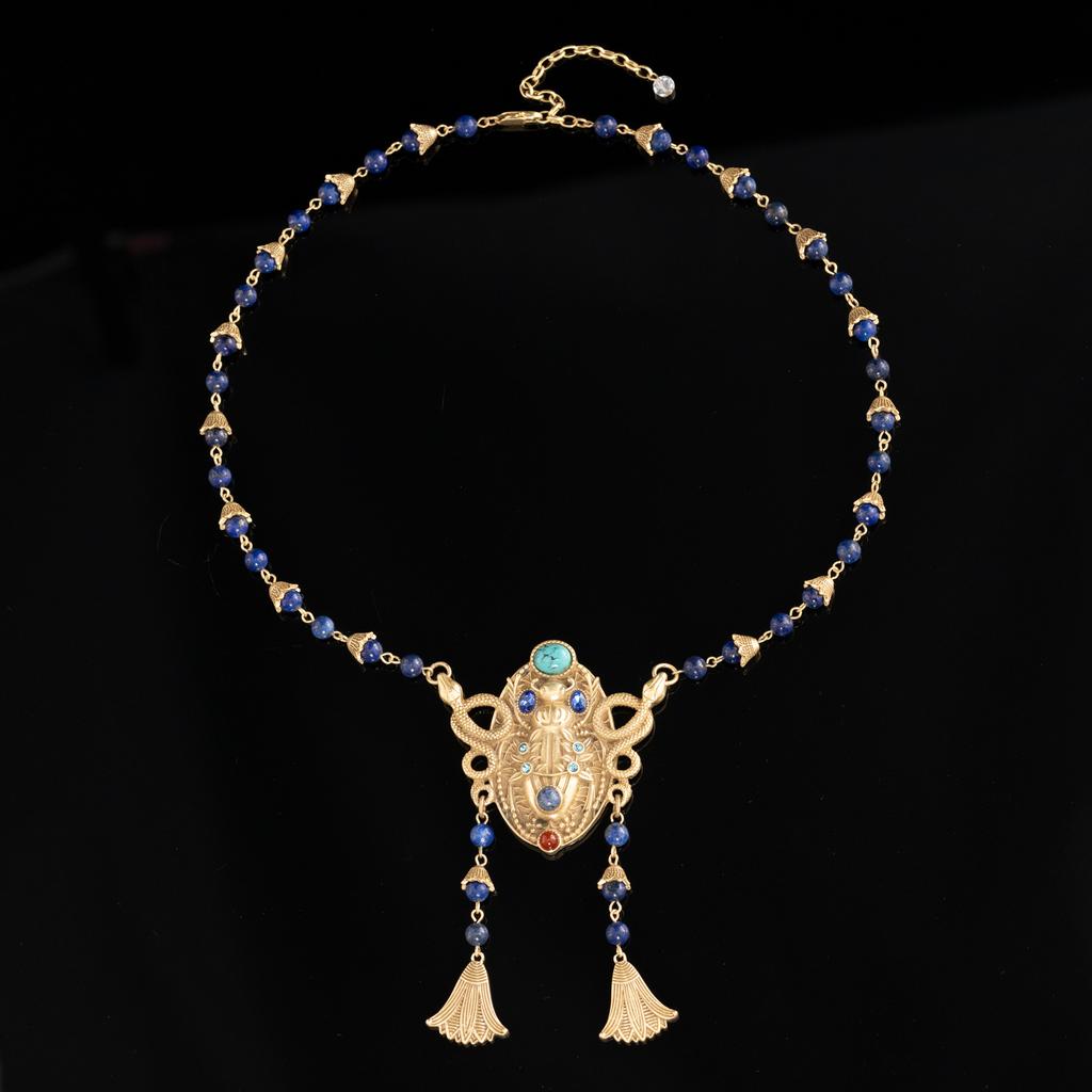 Phönixkrone Kupferlegierung Lapislazuli Halskette Krone Mazu Gotteshut Hu Xian Kaiserin Krone Muse Statue Zubehör