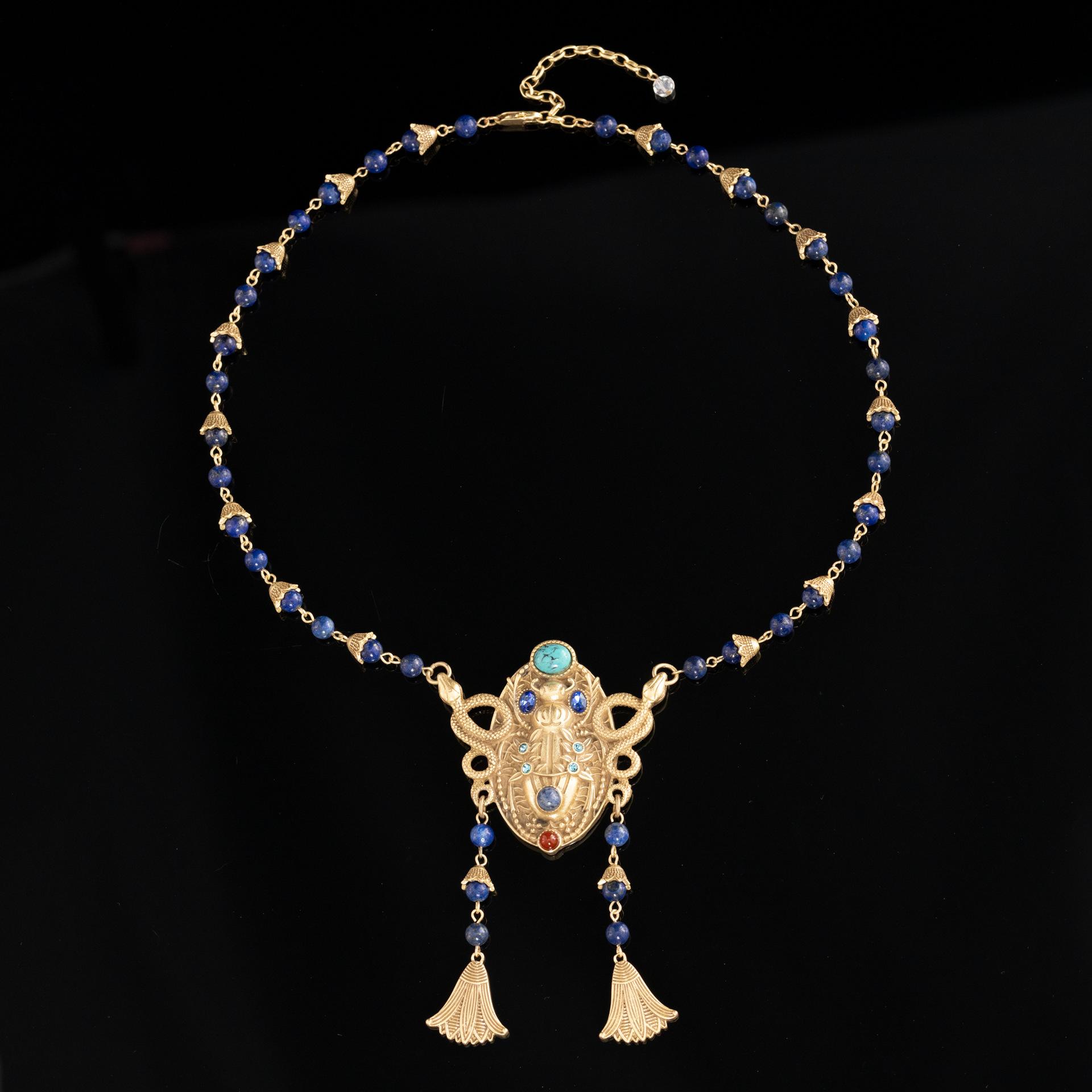 Медный Сплав Короны Феникса Лазурит Ожерелье Корона Шляпа Бога Мацзу Корона Императрицы Ху Сянь Статуэтка Музы Аксессуары