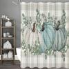 Thanksgiving Fall Pumpkin Floral Grommet Shower Curtain, Bathroom Decorative Shower Curtain, Waterproof Shower Curtain with Hook