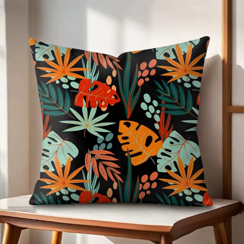 Classic Fresh Floral Pattern Cushion Cover Natural Linen Organic Fabric DoubleSided Printing Couch Pillow Covers Home Decor