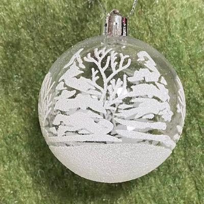 6pcs New Year 6cm Snow Ball Pendant Transparent Xmas Tree Decor Christmas Ball Clear Baubles Xmas Hanging Ornament Party Supply