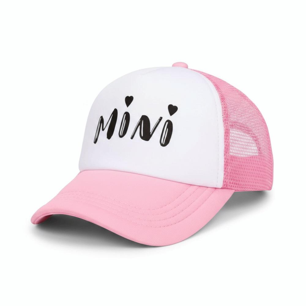 DAD MOM MINI Printed Family Baseball Cap Washed Cotton Mesh Baseball Hats For Mom Dad Kids