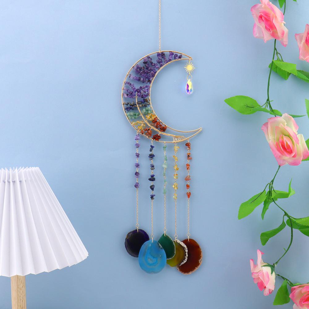 Tree of Life Agate Slice Crystal Pendant - Handmade Craft