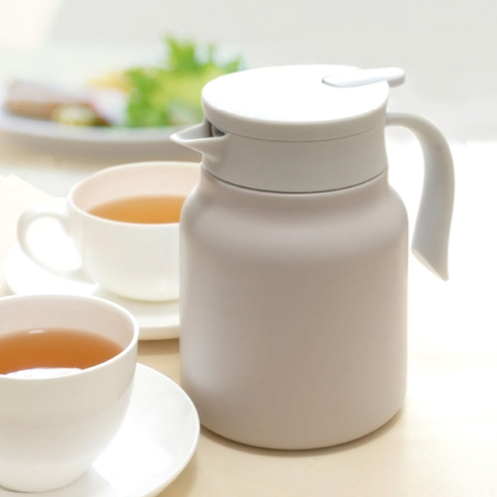 Living WELF Tabletop Pot 1L with Tea Strainer 2WAY Beige 411170