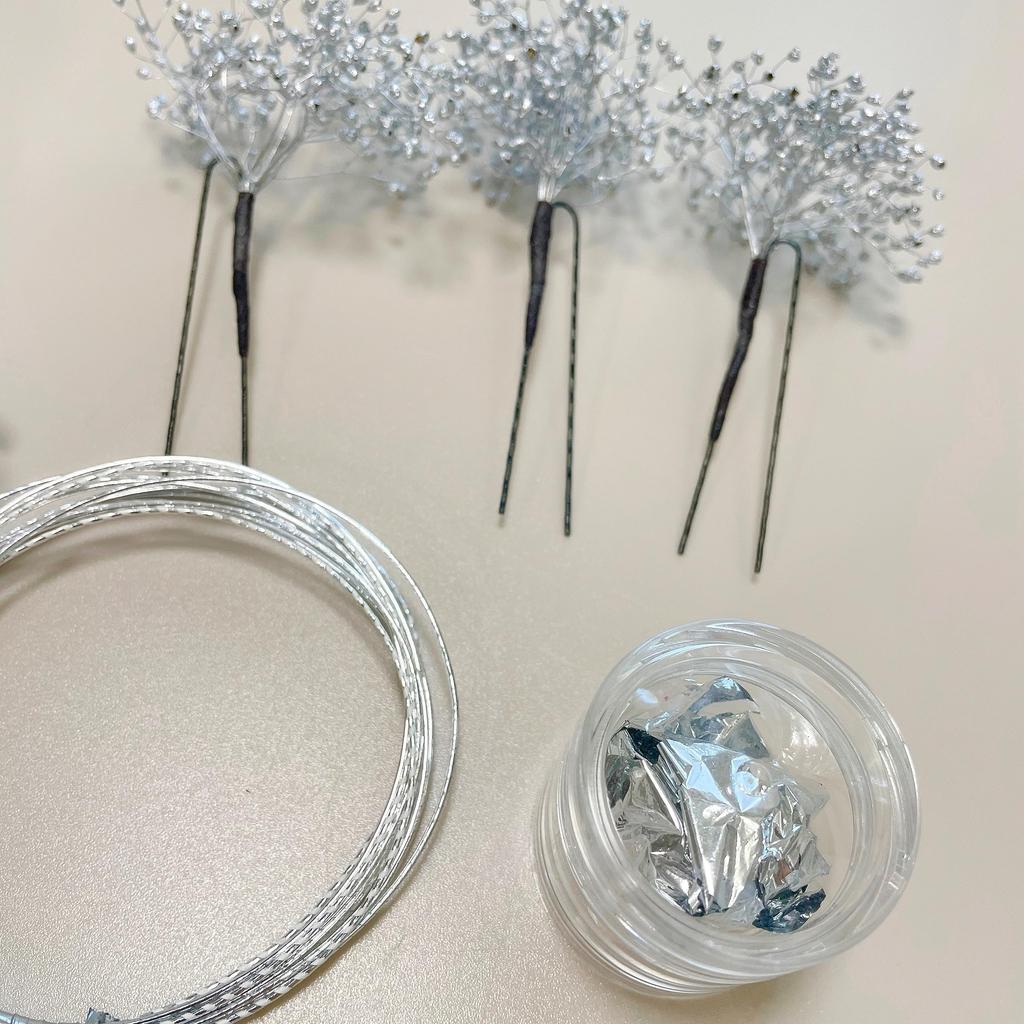 Phalaenopsis Hair Ornament Silver Gypsophila Mizuhiki Silver Foil Dried Flower Coming of Age Ceremony Graduation Ceremony Headdress Wedding Kimono