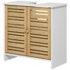 Bathroom Sink Cabinet 2 Doors Adjustable Shelf Storage Cupboard For Washbasin 60x30x60 Cm White Bamboo