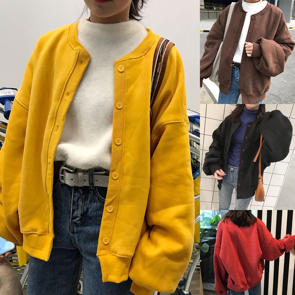 

Мода Женщины Кардиган Цвет Топ с длинным рукавом Блузка Свободное пальто