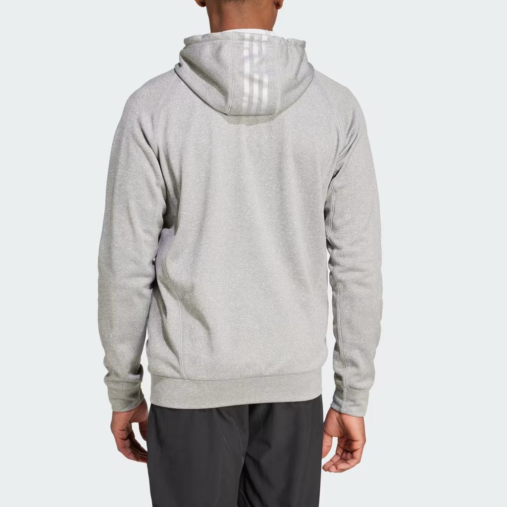 adidas Game And Go Big Logo 3-Stripes Full-Zip Hoodie Medium Grey Heather Men Streetwear IW8394