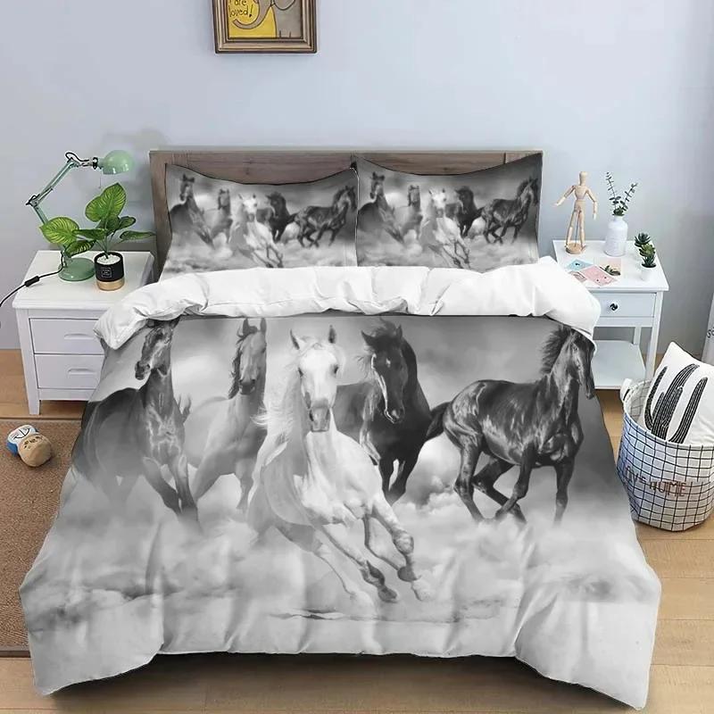 Luxury New 3D Print Horses Hd Print Bedding Set Double BedChildrenS Bed Duvet Covers Pillowcases Bedding Set Teens Bedding Set