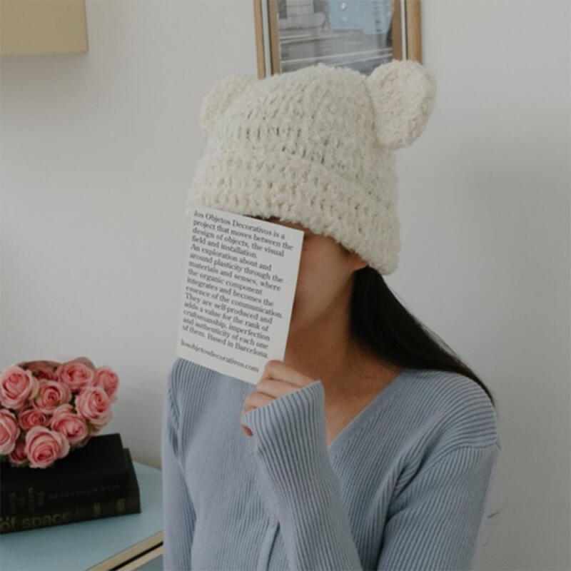 Women's Poggle Hat Cute Bear Beanie