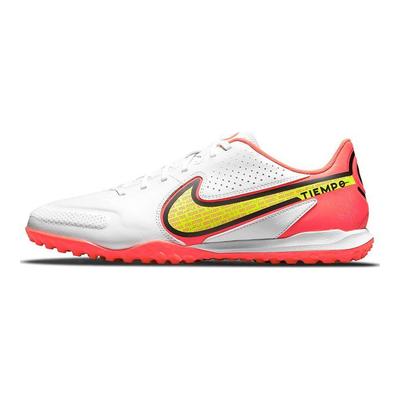 Tiempo Legend 9 Academy Lacets Logo TF (Crampons en caoutchouc) Chaussures de football à crampons pour terrain dur et gazon synthétique Unisexe Chaussures de football Blanc Rouge DA1191-176