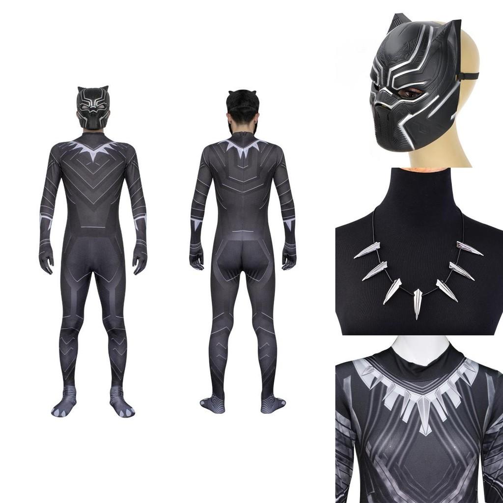 Disfraz de Halloween de primera calidad 2018 con collar y mono de Pantera Negra, conjunto de máscara