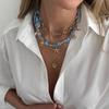Ocean Style Sea Star Conch Pendant Necklace Sweet Cool Style Geometric Splicing Clavicle Chain