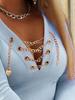 European Slim V-neck Chain Long Sleeve Women's Top - 2025 Collection