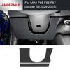 For Mini Cooper S F65 F66 F67 2024 2025 Car Driver's Panel Anti-kick Pad PU Leather Carbon Pattern Suede Cover Sticker Styling
