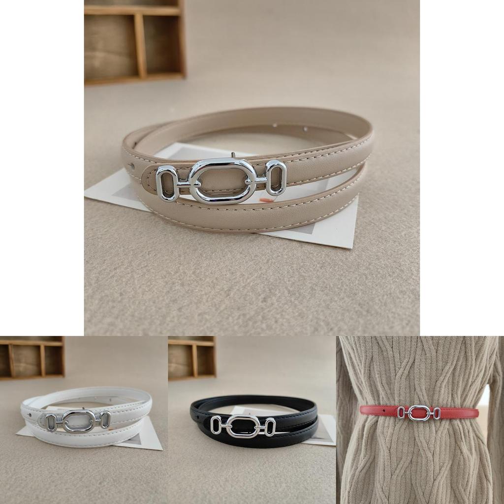 Elegant Leather Slim Belt For Women With Metal Closure For Office Attire