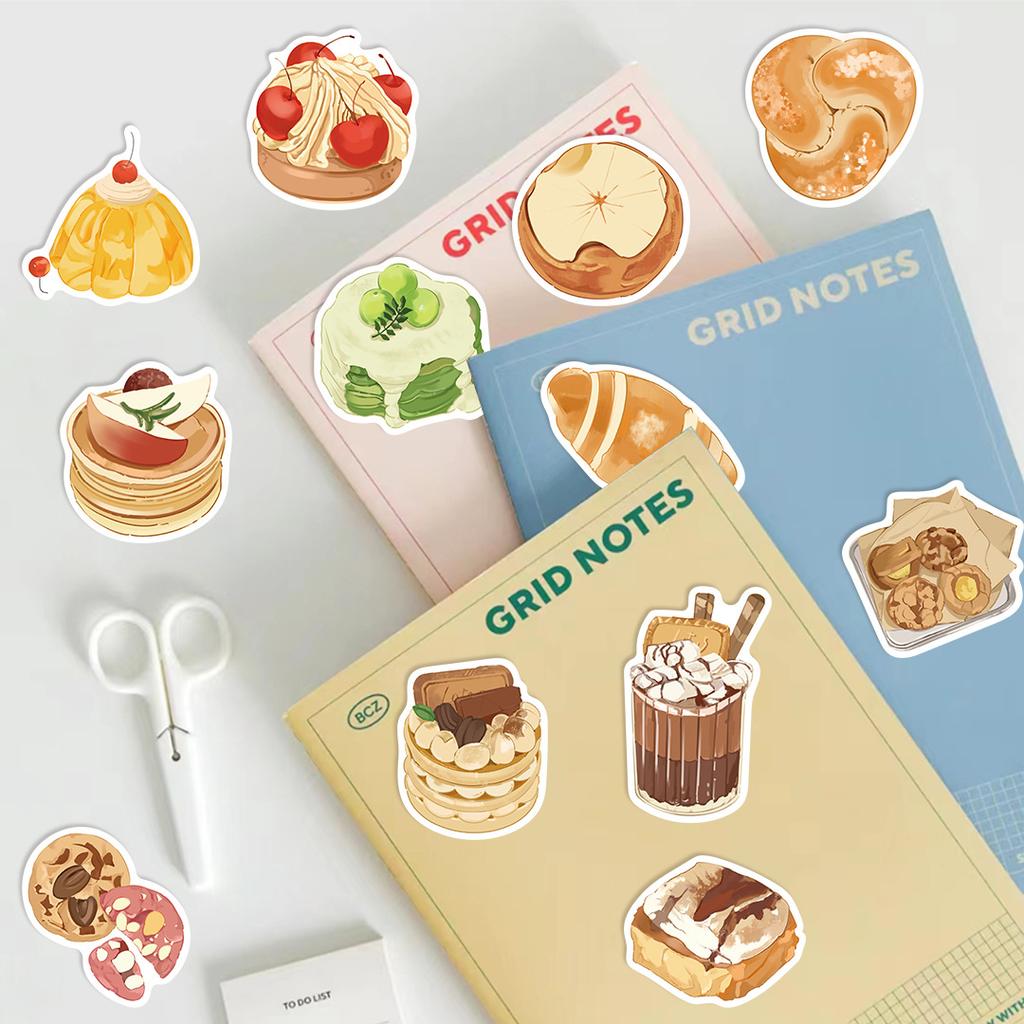 50 Cartoon Afternoon Tea Doodle Stickers Decorate Guitar Notebook Suitcase DIY
